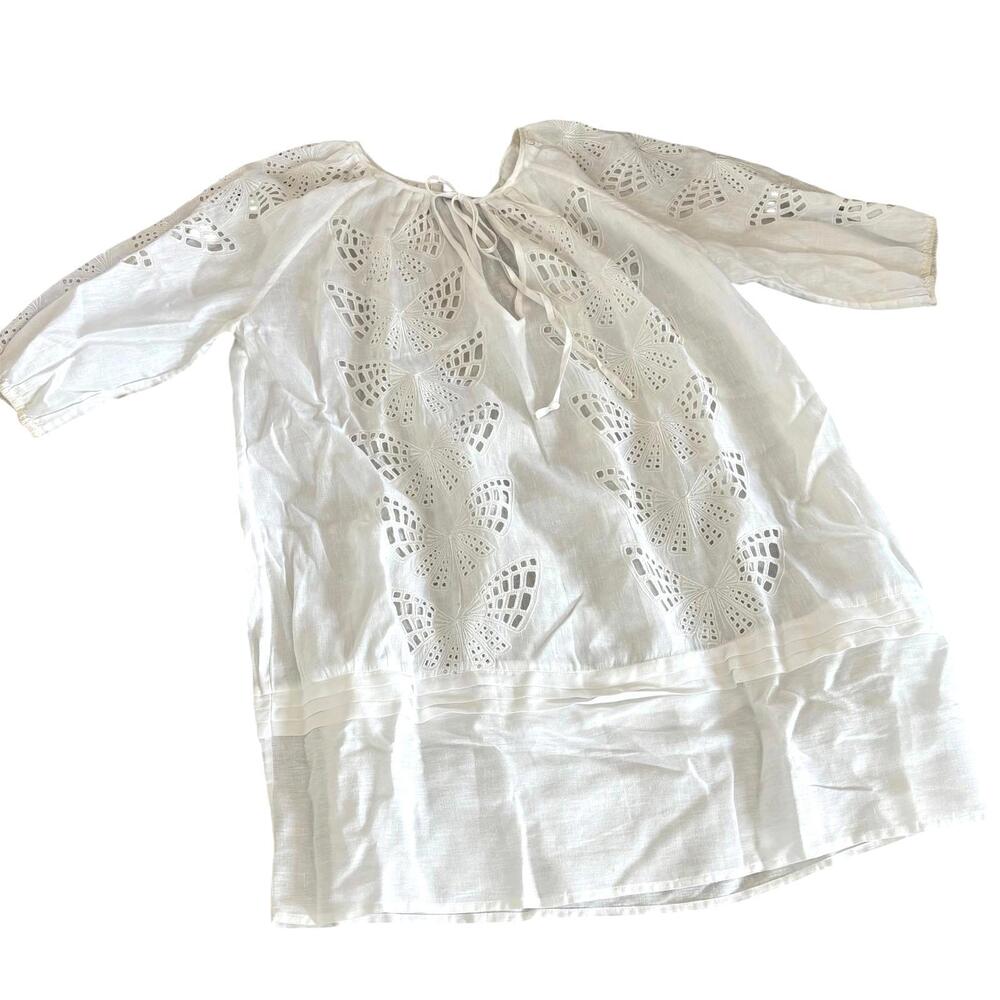 La Mattina Cashmere White Embroidered Dress Size 46